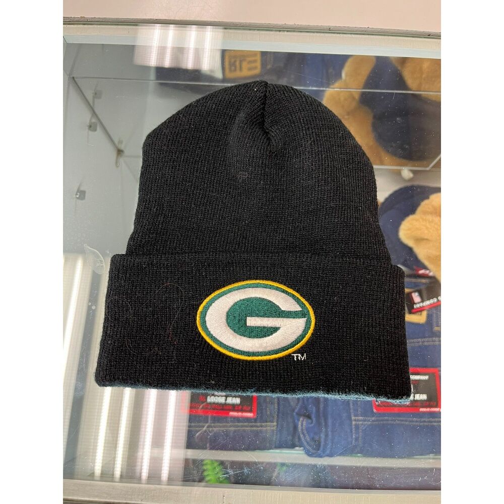 Vintage Y2K NFL Green bay Packers Winter Beanie Hat One size black